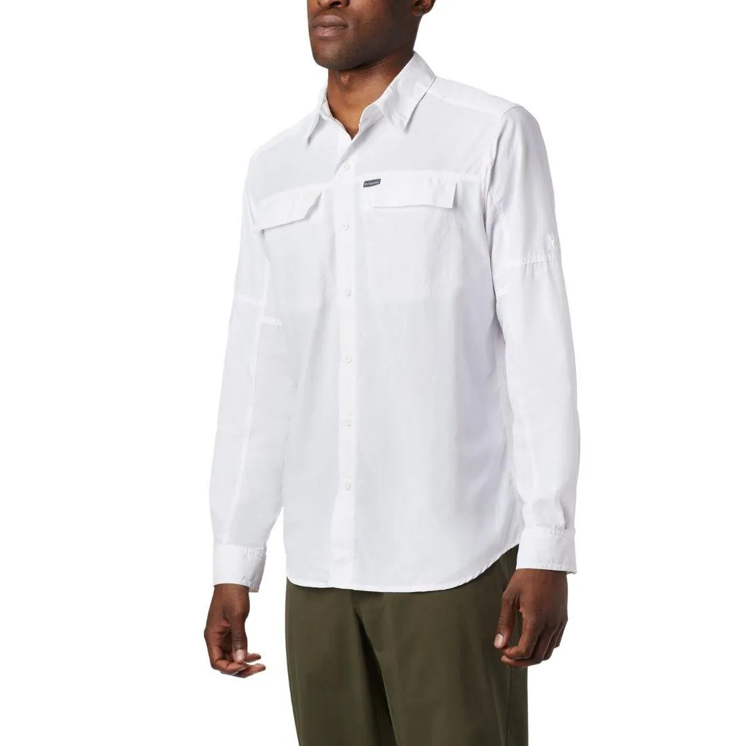 Snow Core Columbia Men White Silver Ridge 2.0 Long Sleeve Shirt (Sun Protection)