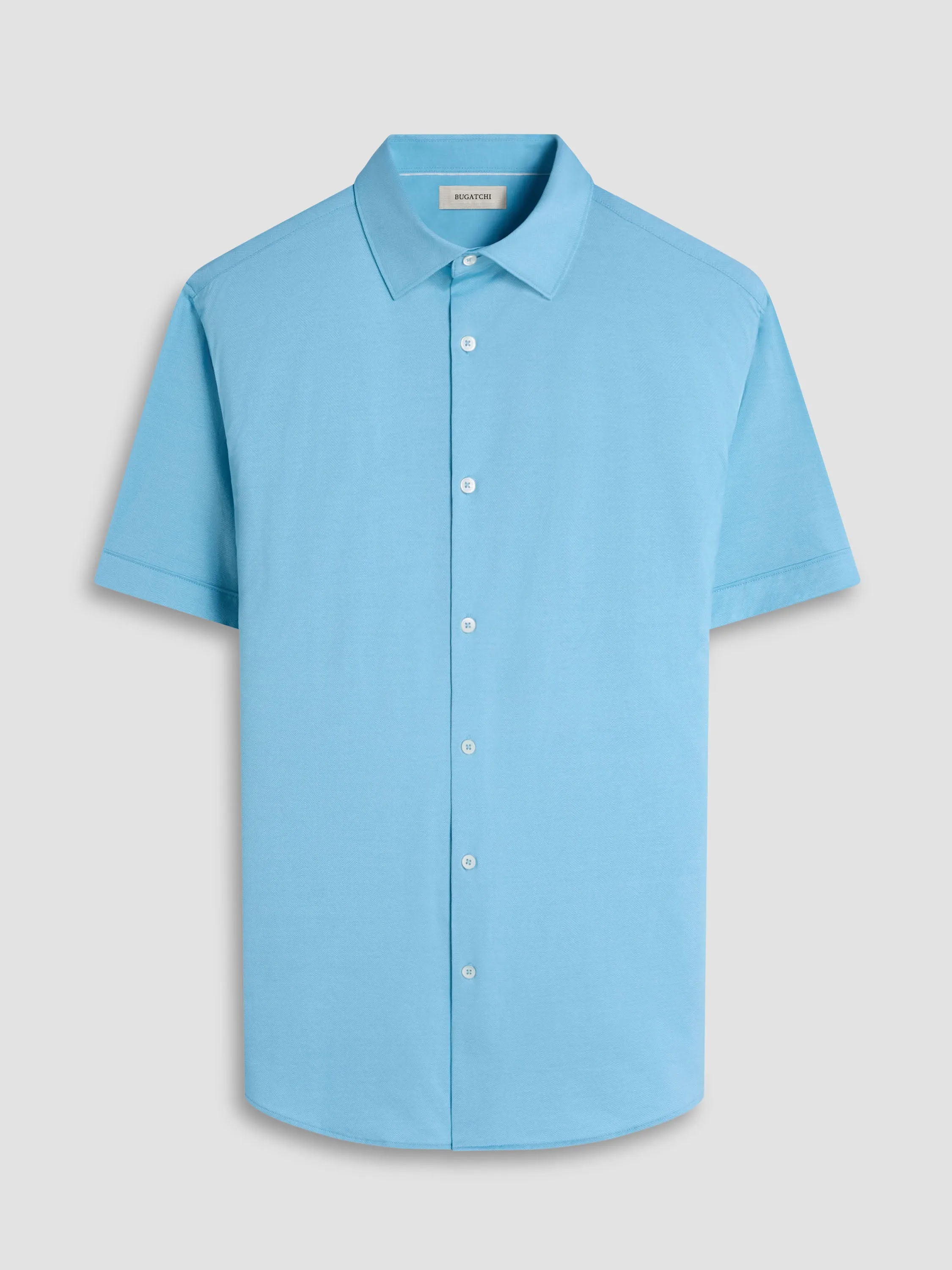 Bugatchi Myron OoohCotton Short-Sleeve Shirt - Turquoise Late Breeze