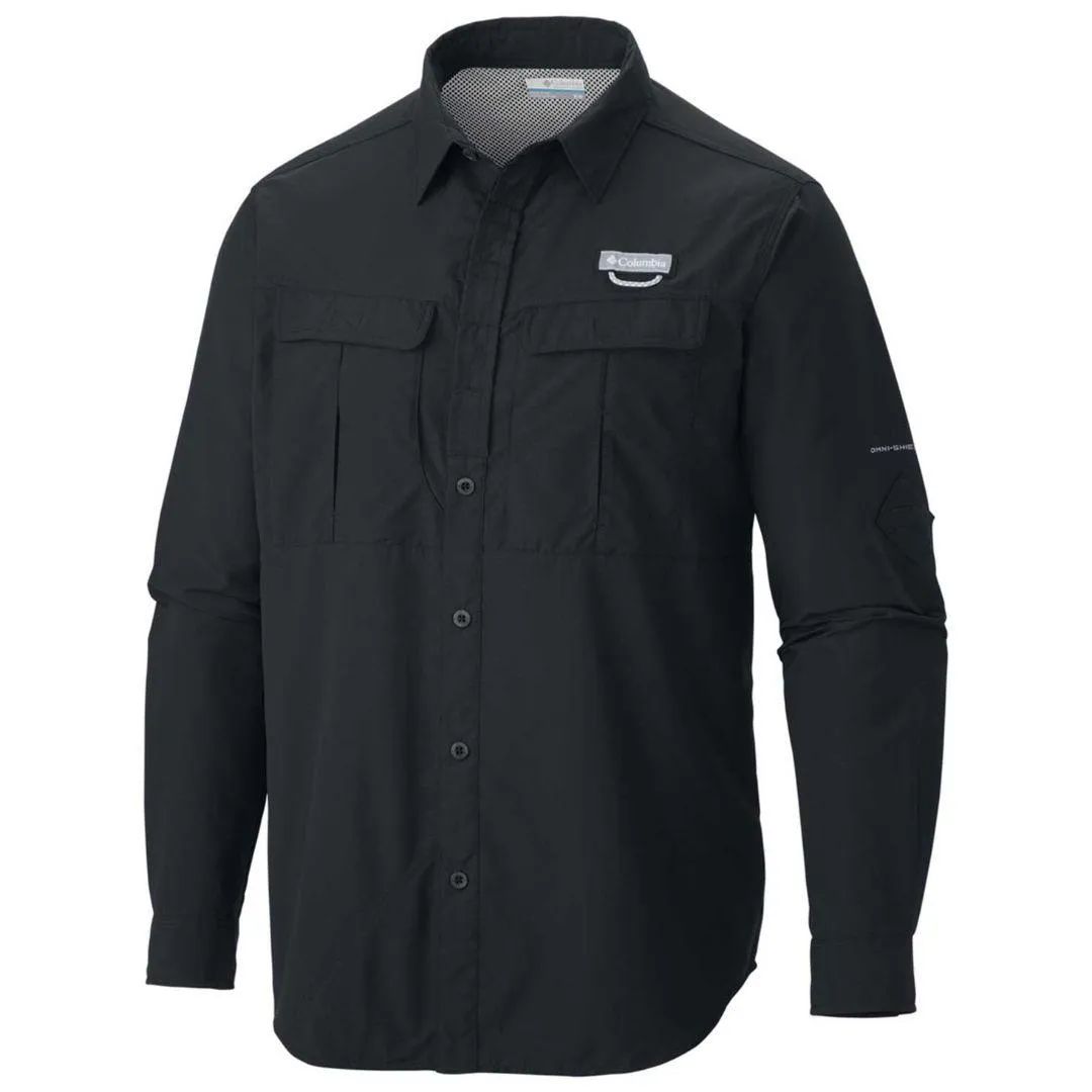 Columbia Men Black Cascades Explorer Long Sleeve Shirt (Sun Protection) SkinFriendlyElastic