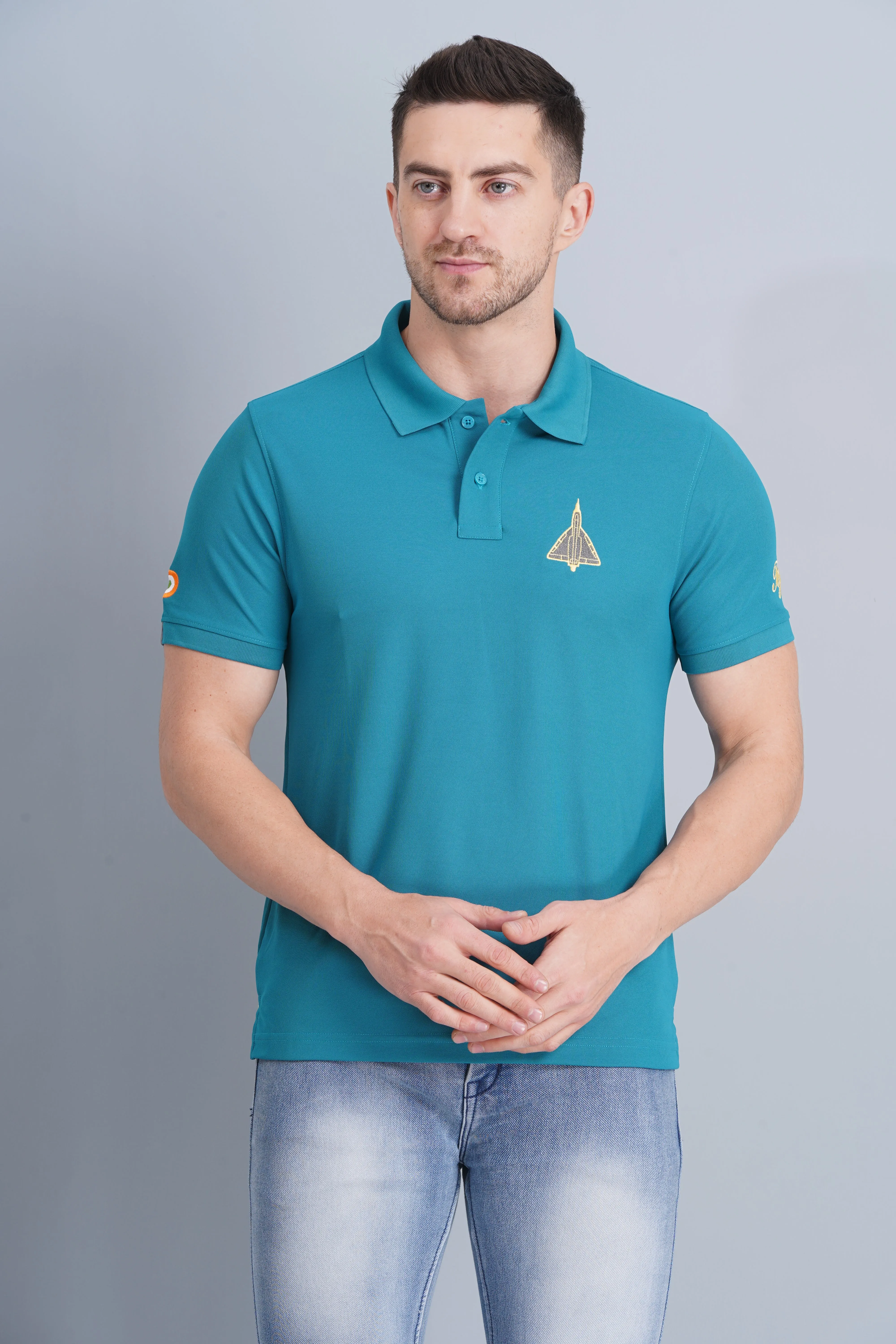 Quick-Dry Tech Men's Polo T Shirt Tejas Blue