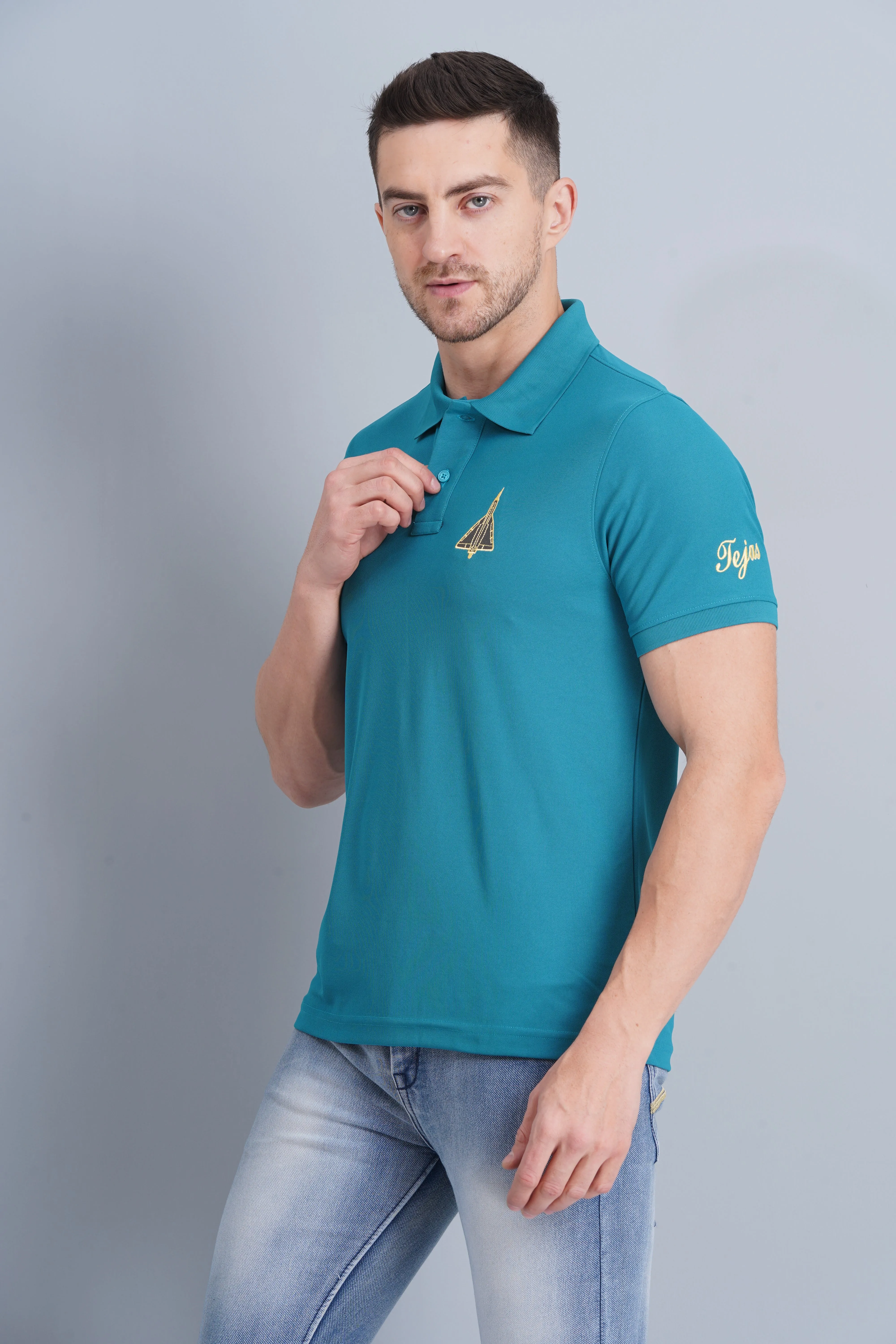 slim fit Men's Polo T Shirt Tejas Blue