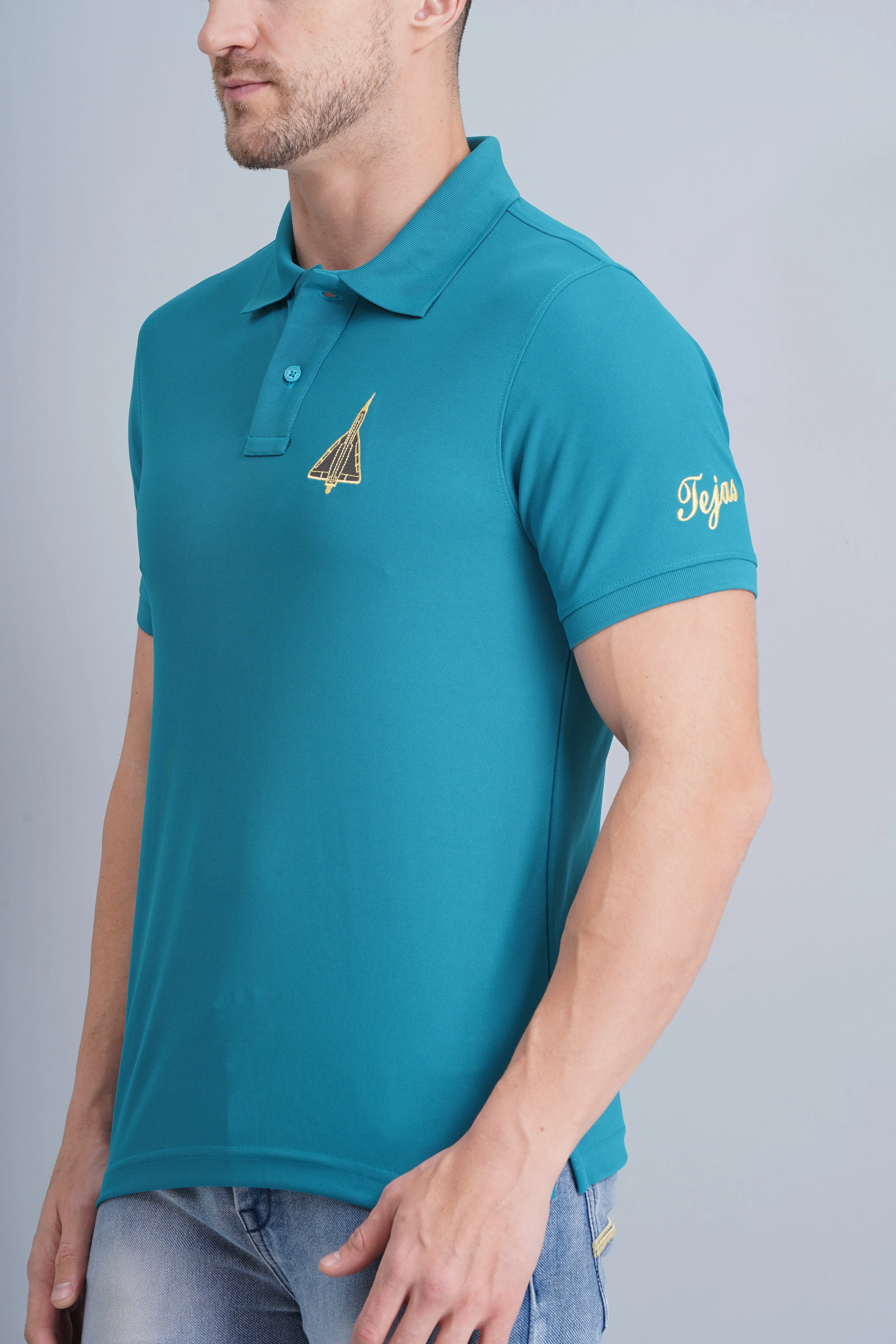 Tailored Layers Men's Polo T Shirt Tejas Blue