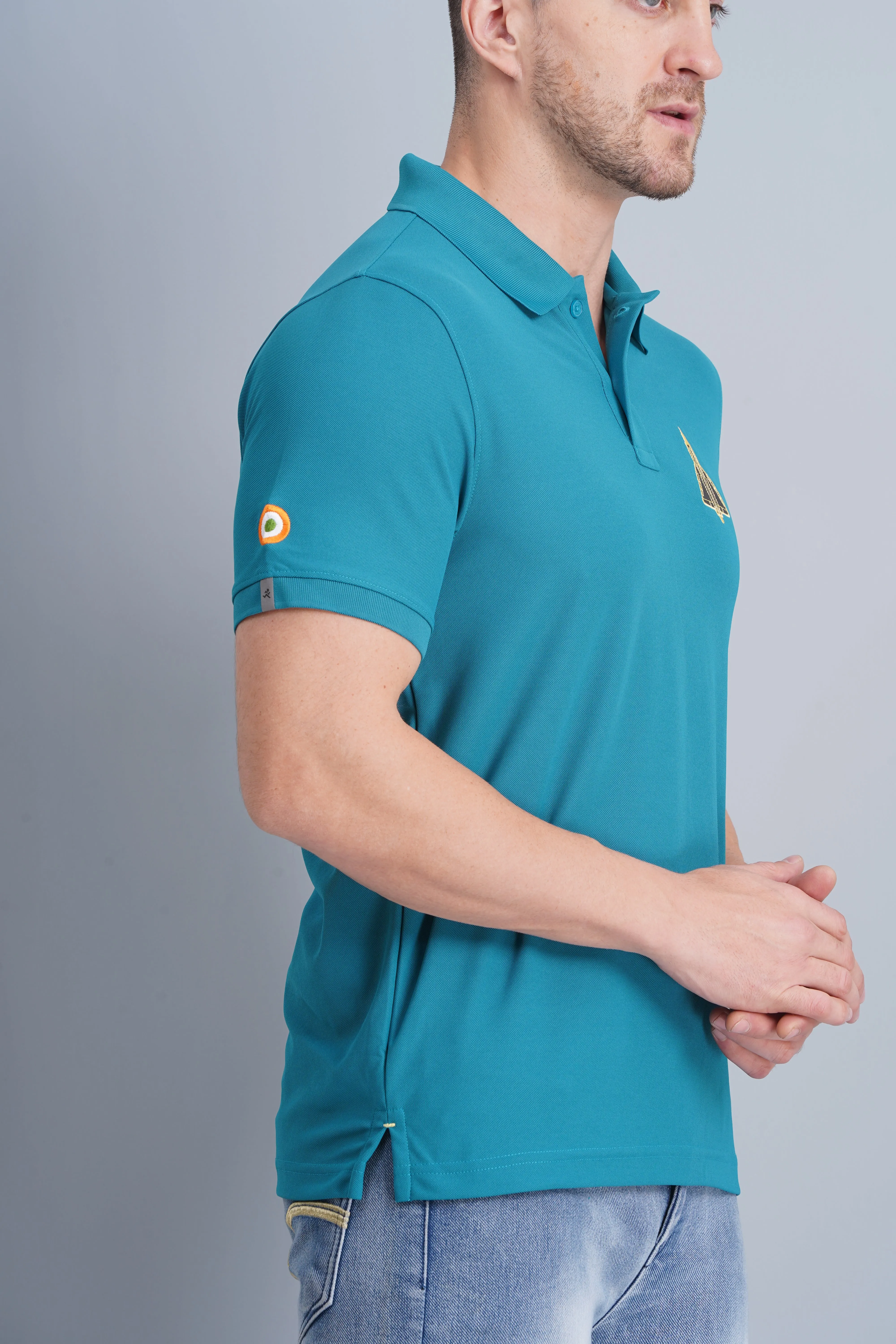 Men's Polo T Shirt Tejas Blue Athletic Comfort Relaxed Apparel