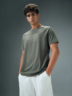 Men Typography Printed Slim Fit Round Neck Sports T-shirt with COTFLEX sporty wear