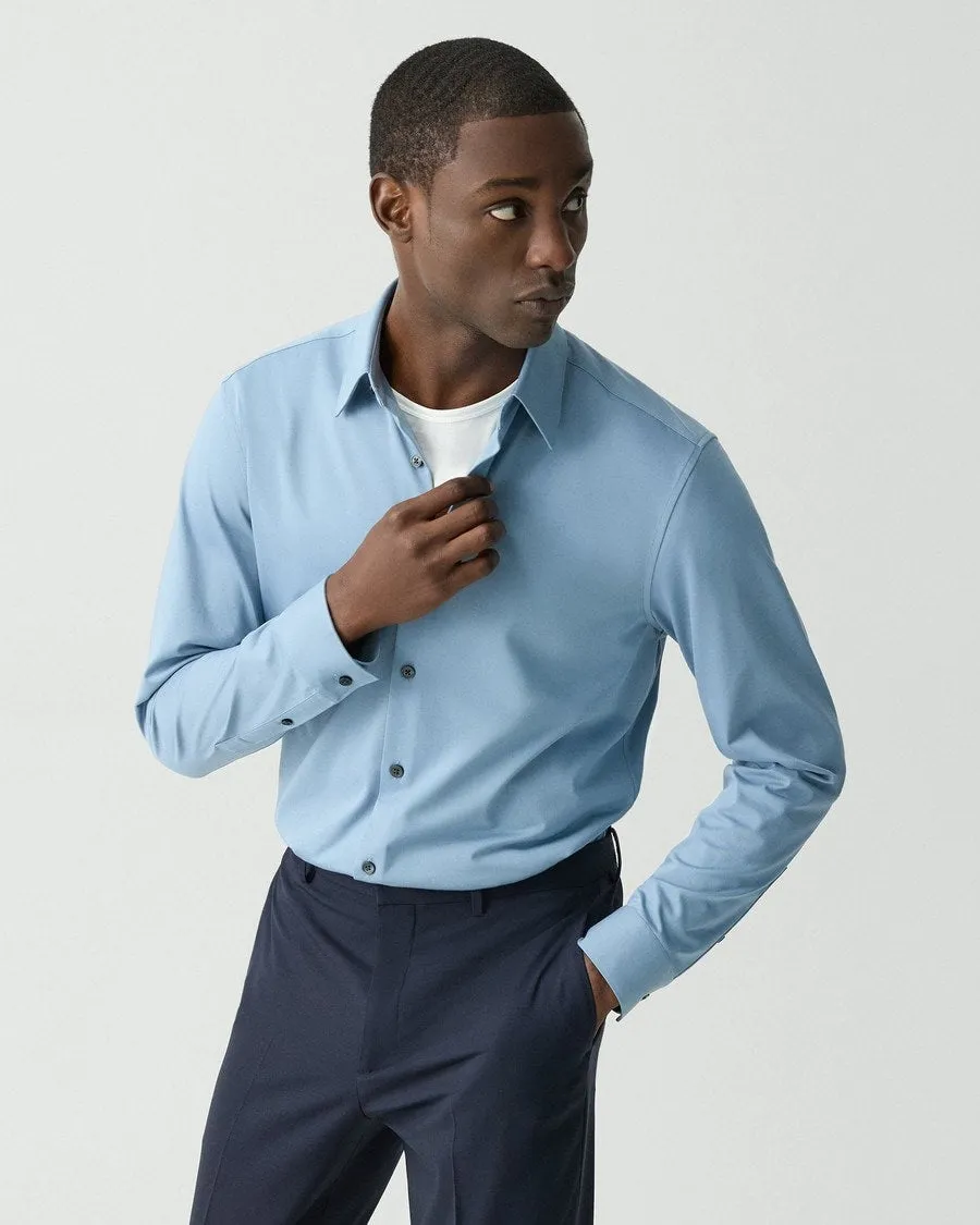 Theory Sylvian Structure Knit Shirt - Rainstorm Recycled Polyester Fable Core