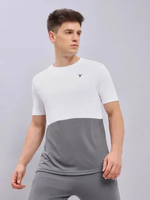 Men Colorblock Slim Fit Crew Neck T-shirt with DOUBLE COOL Anti-pilling