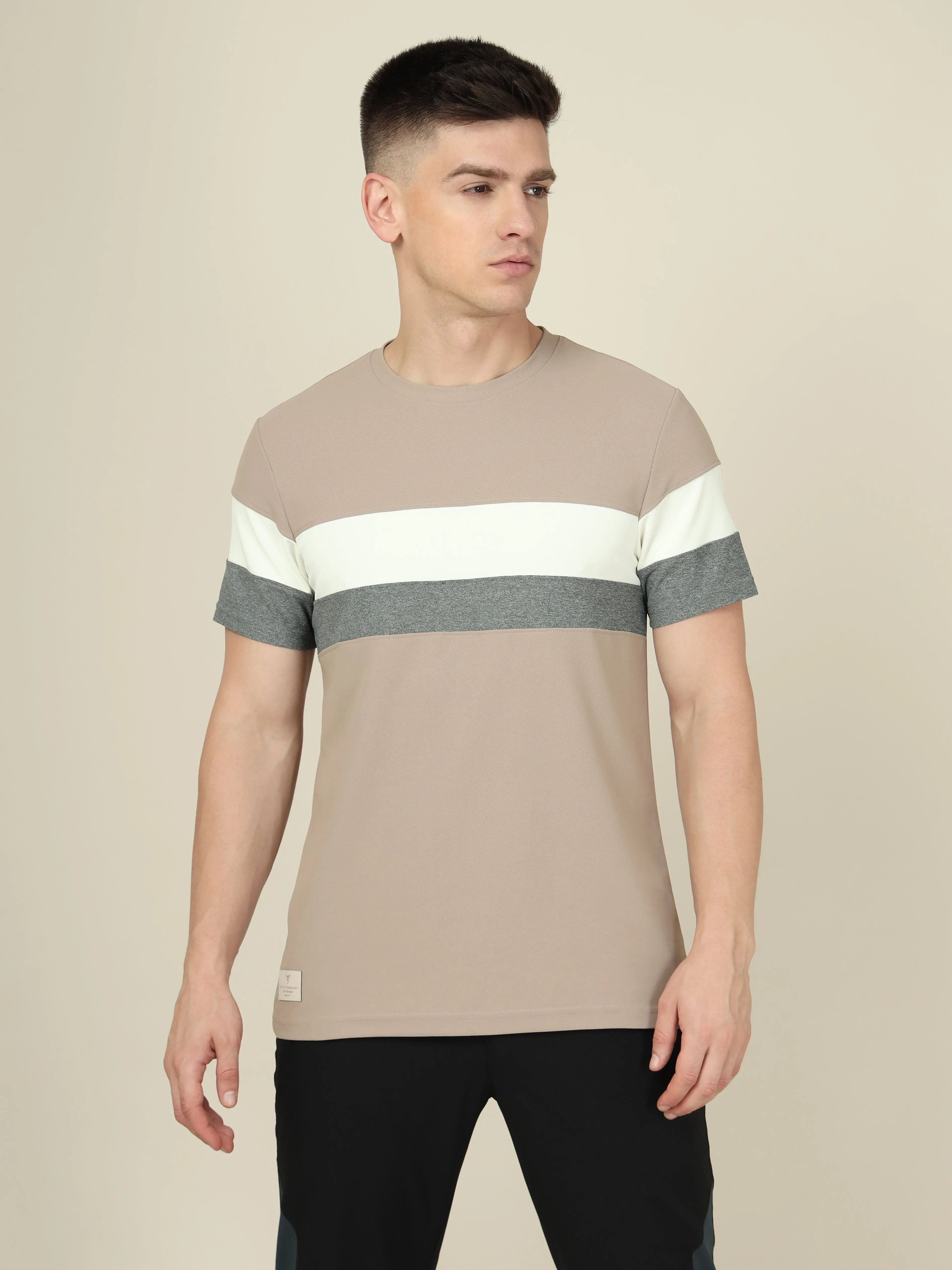 Fit for Any Season Recycled Polyester Thread Men Colorblock Slim Fit Crew Neck T-shirt with MATPIQ