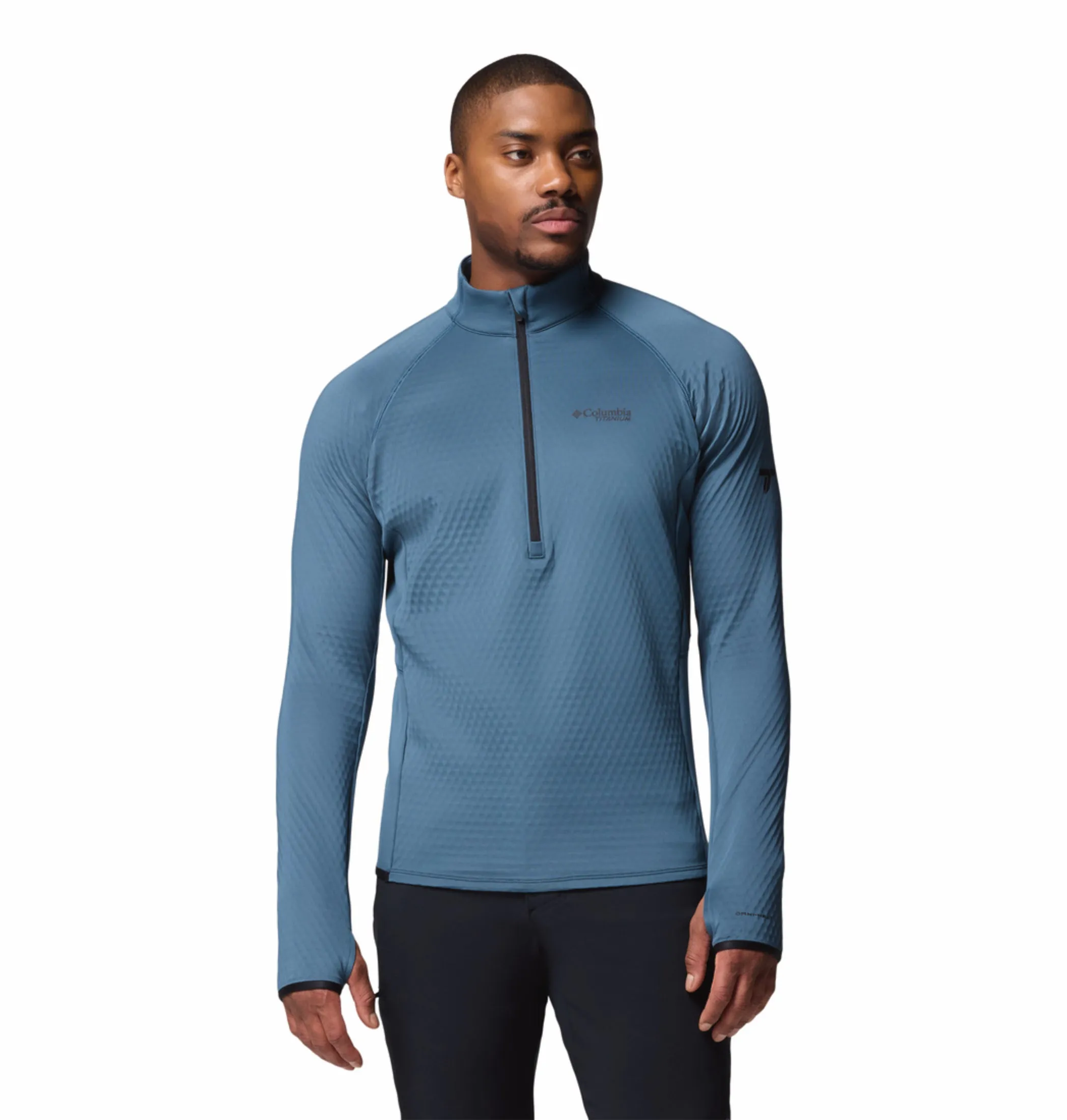 Cold Outfit Columbia Men Blue OmniHeat Helix Crystal Leaf Pullover