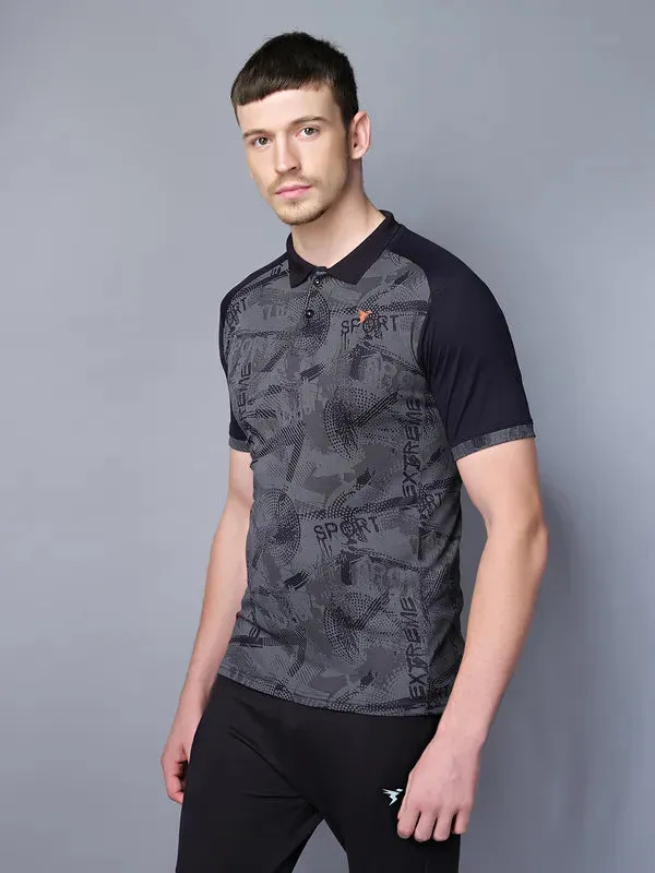 Fashion Dress Men Printed Slim Fit Polo T-shirt with DOUBLE COOL