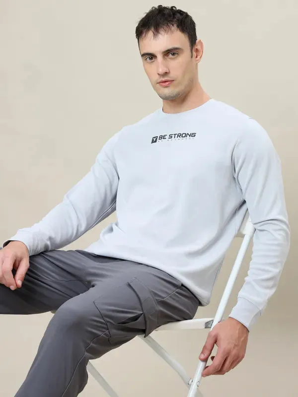 Men Printed Slim Fit Crew Neck Sweatshirt with ELASTO PLUS Smooth Texture Ribbed Cuffs