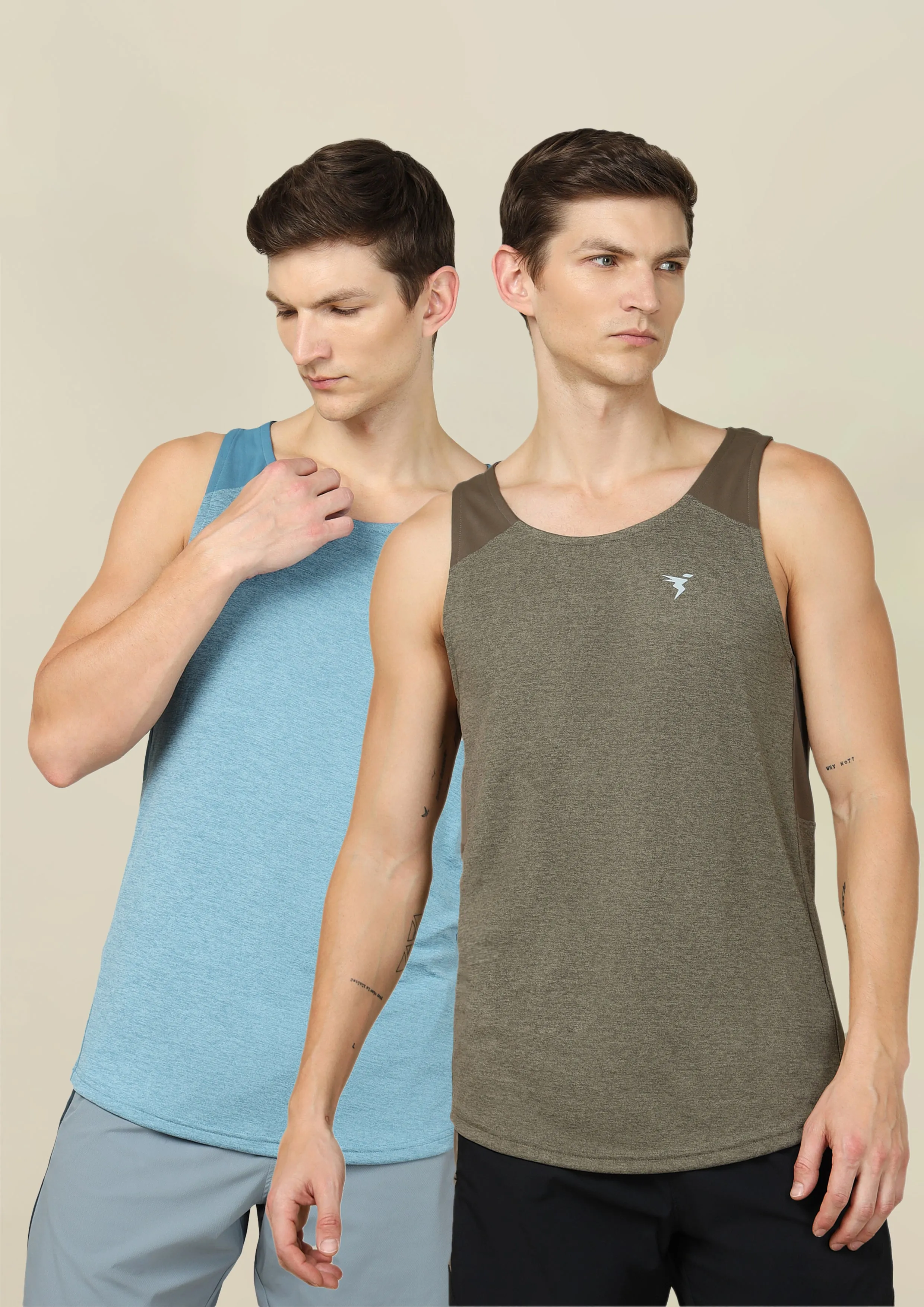 Mountain - capable Men Melange Slim Fit Scoop Neck Innerwear Vest with TECHNO COOL  ( Pack of 2)
