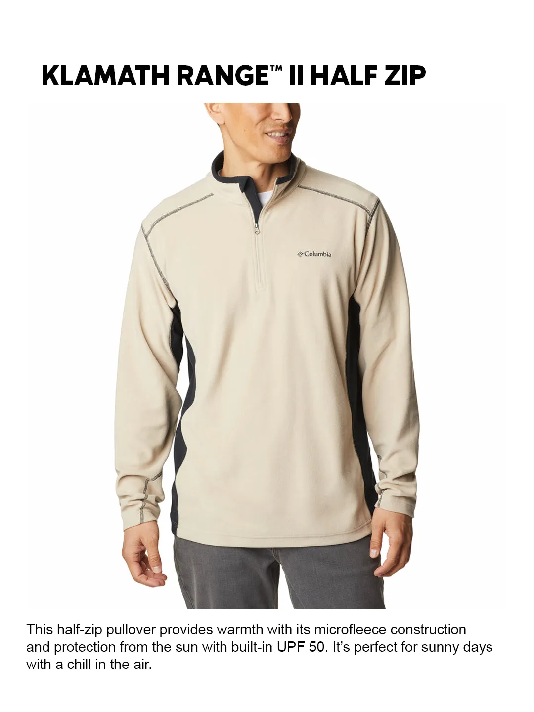 Base Layering Columbia Men Beige Klamath Range II Pullover