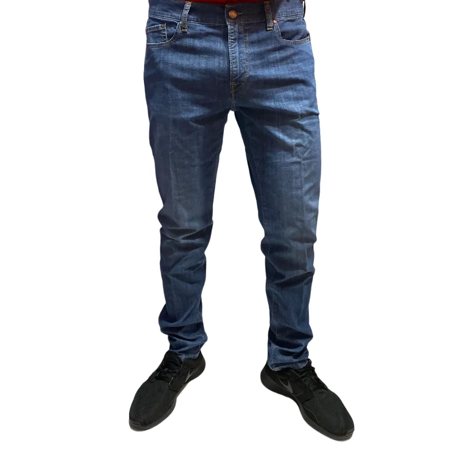 Zero Construction pantalone da uomo jeans 5 tasche Fabaco blu chiaro Selvedge Denim