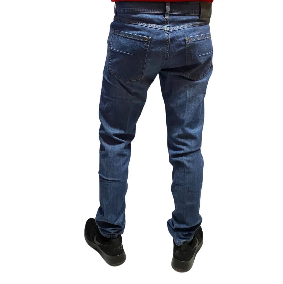 Zero Construction pantalone da uomo jeans 5 tasche Fabaco blu chiaro Traveler Gear Smart Casual