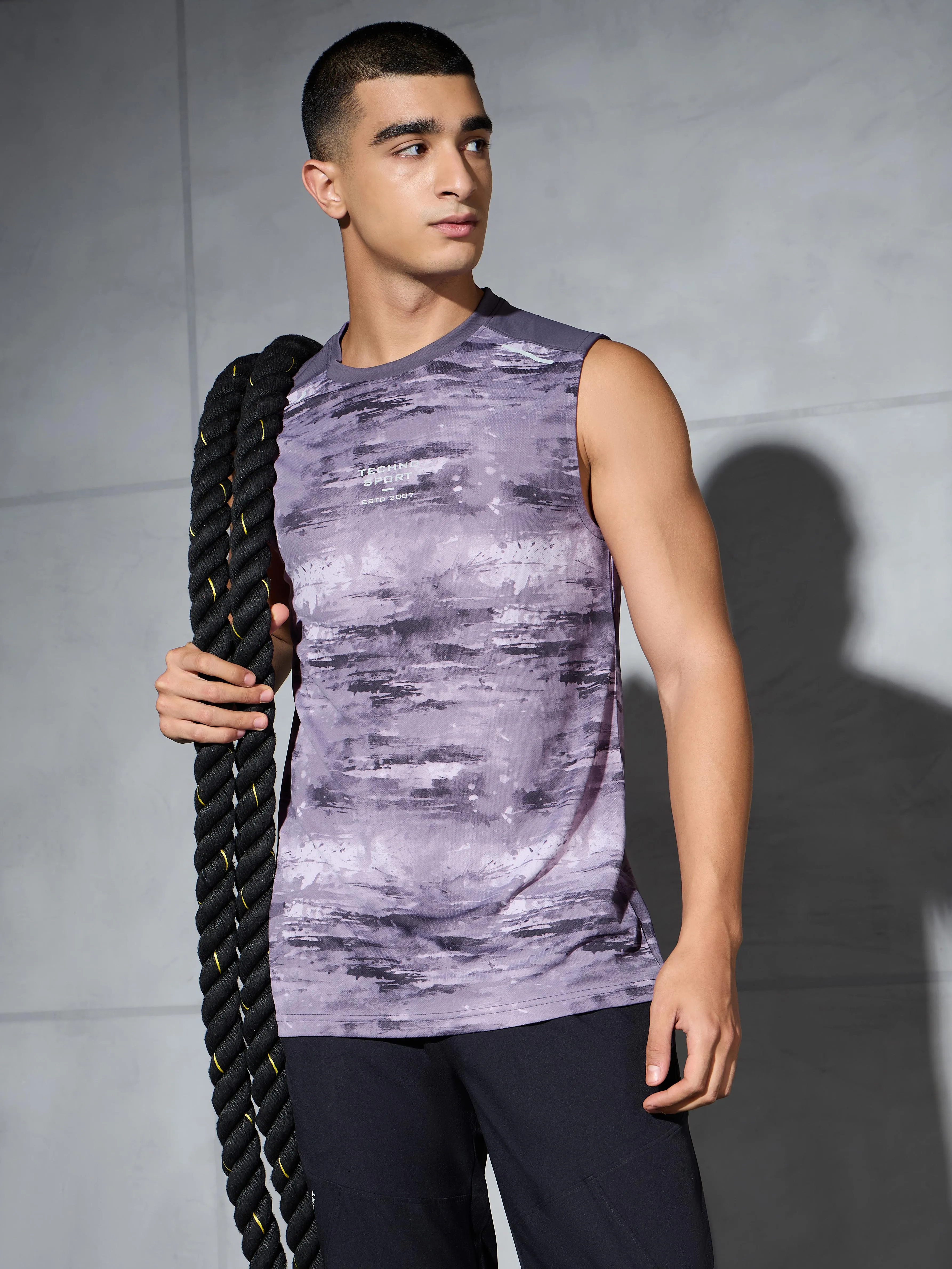 Smooth inner lining Strategic Men Printed Slim Fit Round Neck Innerwear Vest with TECHNOCOOL 