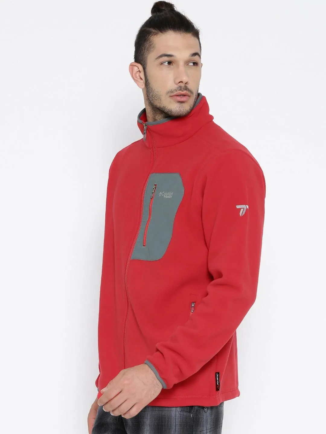 Columbia Men Red Titan Pass 2.0 Fleece Jacket All Season Wear Lightweight Comfort