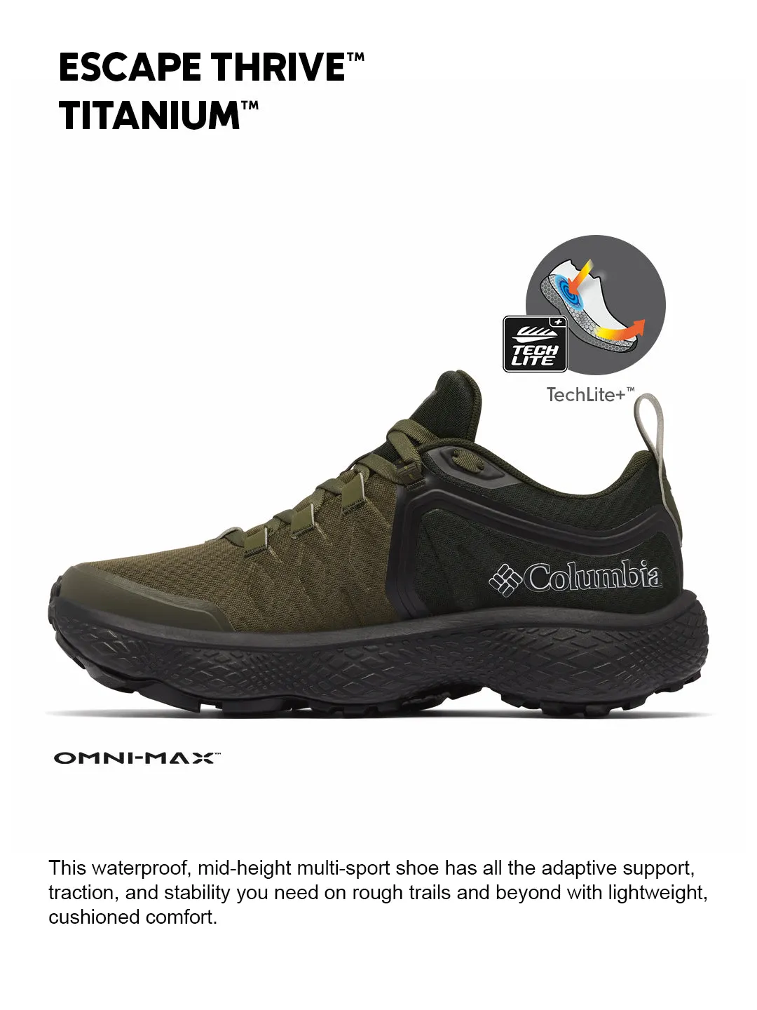 Quick Adjust Boots Rock Climbing Boots Columbia Men Green OmniMax Escape Thrive Titanium Hiking and Trekking Shoes