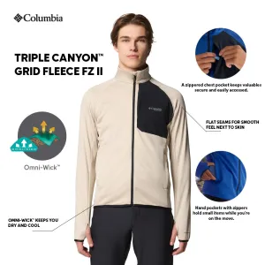 Cool Evening Airy Warmth Columbia Men Brown Triple Canyon Grid Fleece FZ II