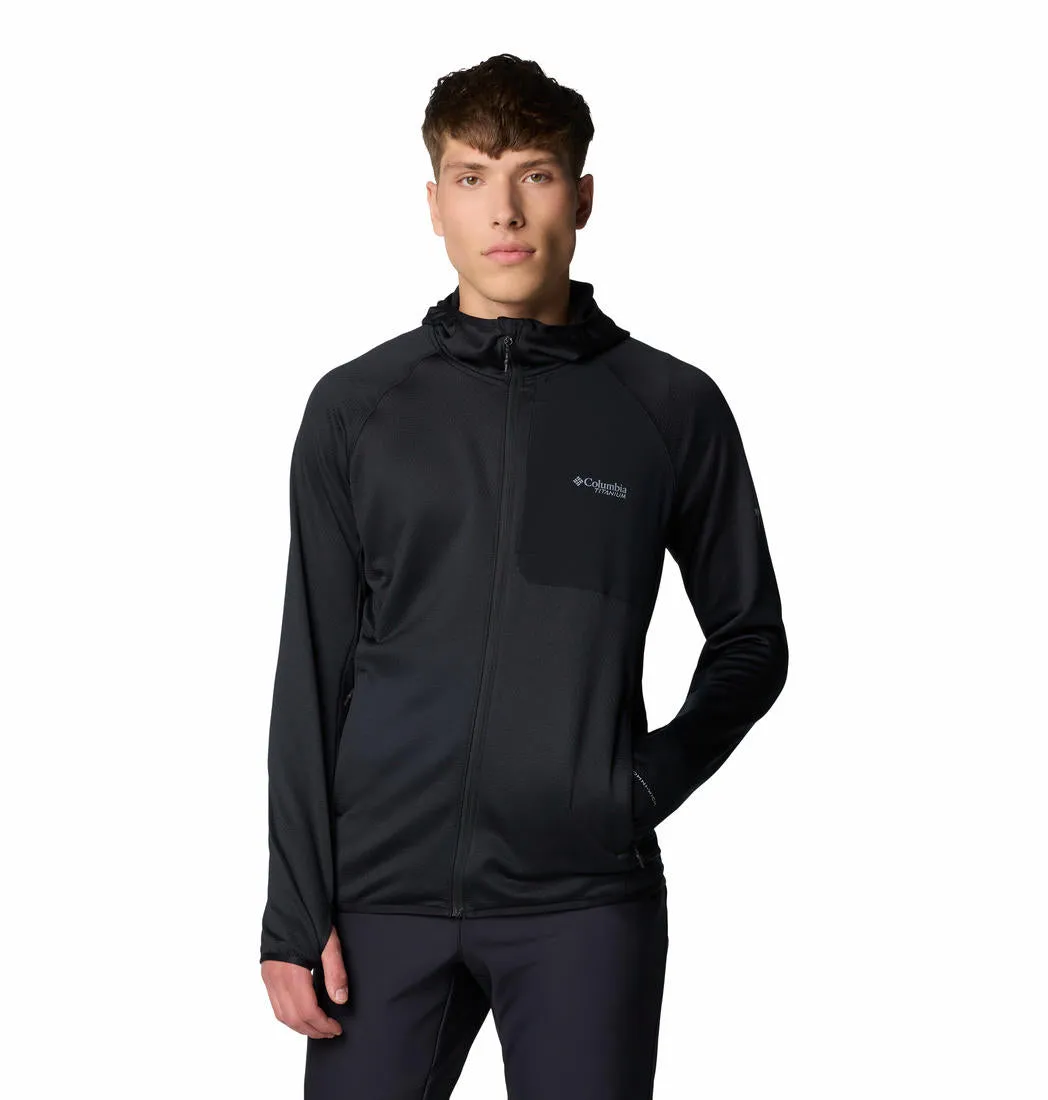 Cool Climate Relaxed Style Columbia Men Black Triple Canyon Grid Fleece Hooded FZ II