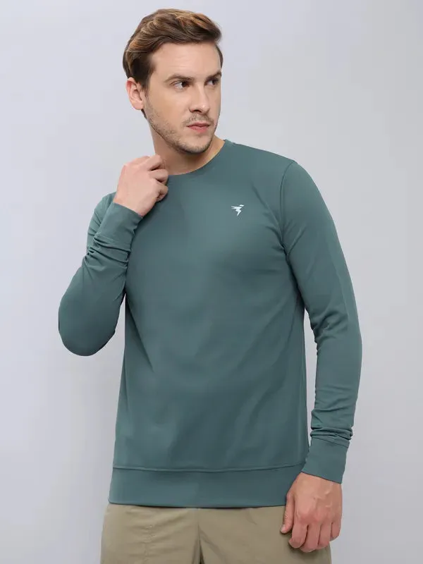 Stretch Design Layering Options Men Solid Slim Fit Crew Neck T-shirt with ELASTO PLUS
