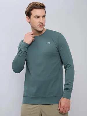 Men Solid Slim Fit Crew Neck T-shirt with ELASTO PLUS Relaxed Everyday Wear