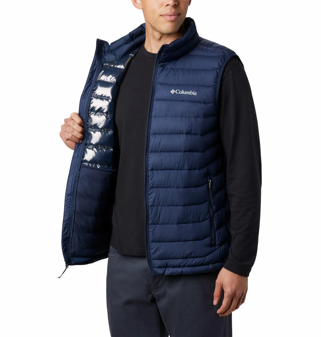 Columbia Men Blue Powder Lite II Vest Windproof Barrier Layer Trendy Clothing
