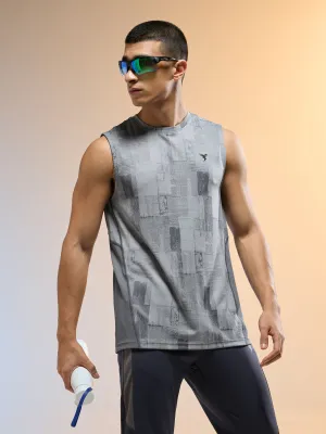Odor Resistant Fabric Men Jacquard Slim Fit Round Neck Sports Innerwear Vest with DOUBLE COOL