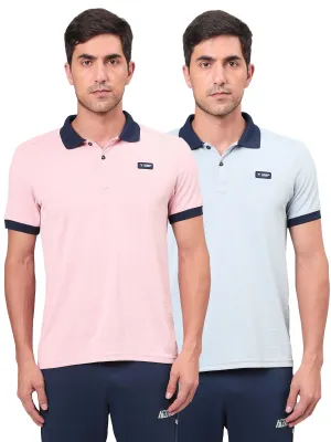 Men Solid Slim Fit Polo Sports T-shirt with MATPIQ (Pack of 2) Fashionable Look Lightweight Layer
