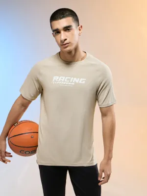 Stretchable Fabric Men Typography Printed Slim Fit Round Neck Sports T-shirt with TECHNOCOOL 