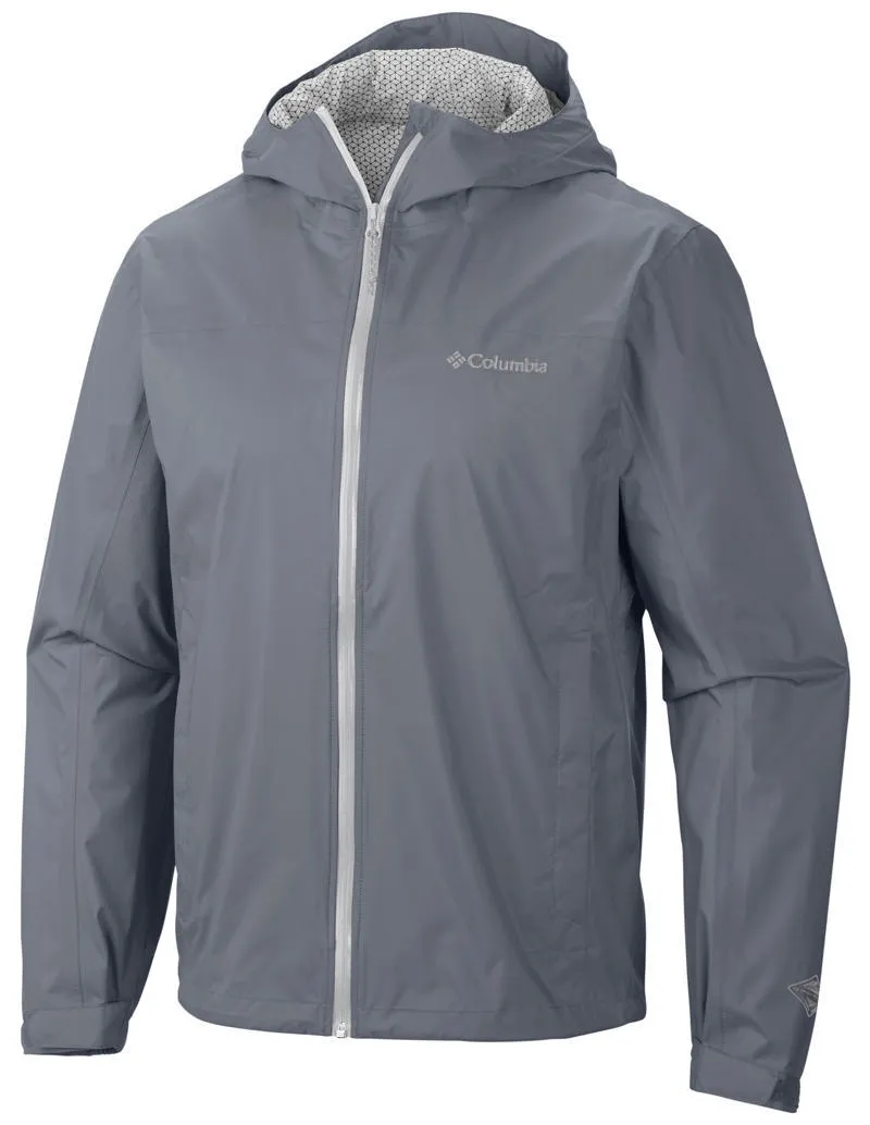 Columbia Men Grey EvaPOURation Jacket Waterproof Secure Closures Windproof Technology