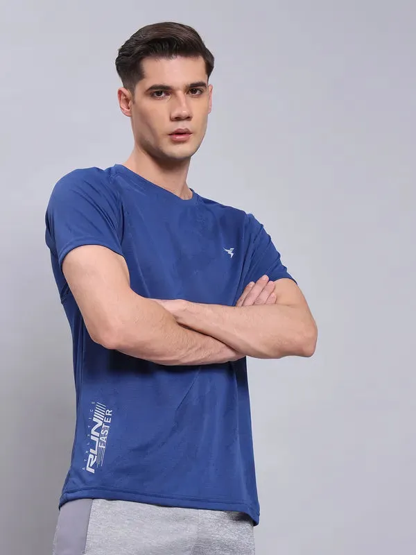 Men Self Design Slim Fit Crew Neck T-shirt with VENTMESH Slim Style Timeless Layering