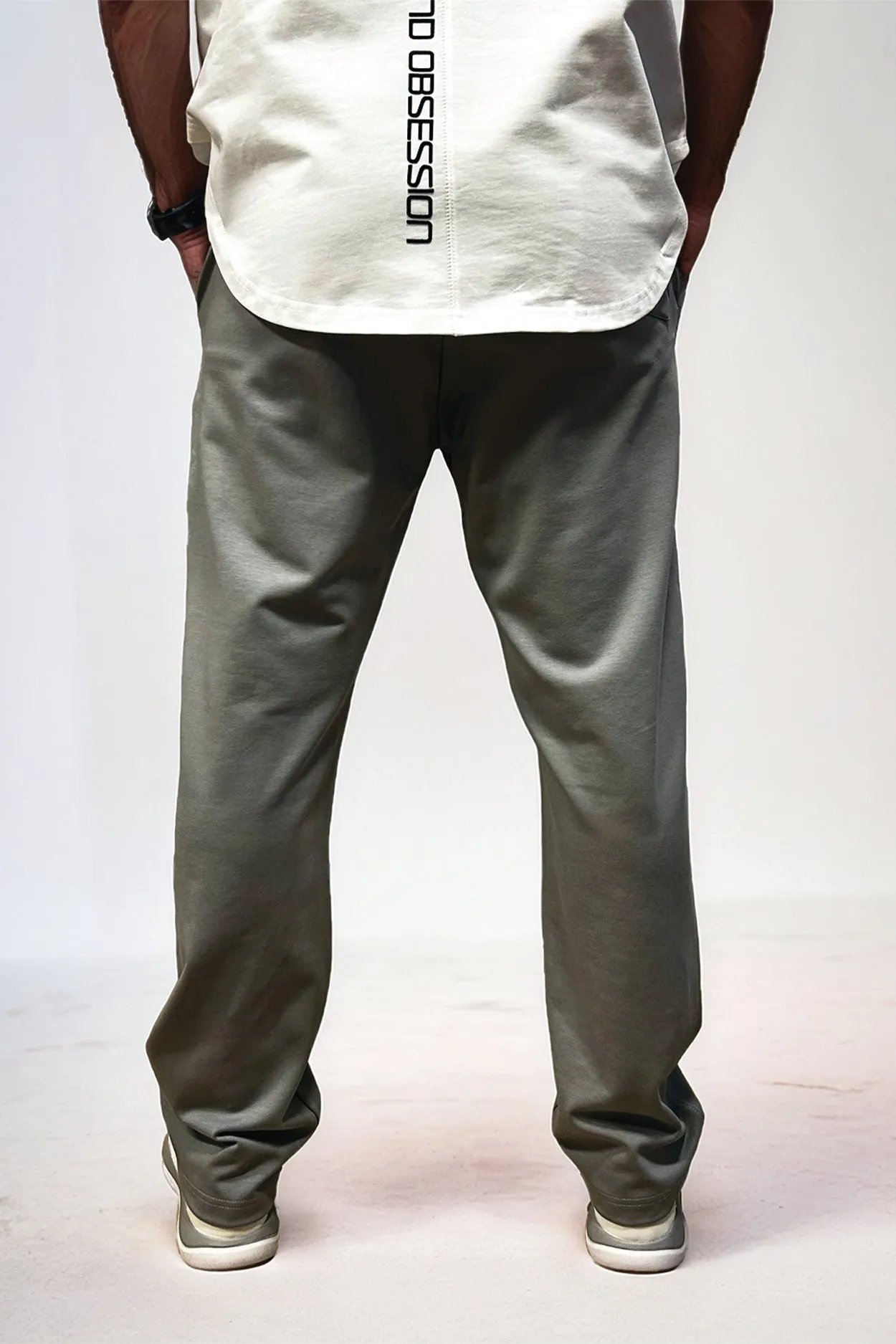 Daily Comfort Pants Gray Flexible Waist Toggle Kangaroo Pocket Design