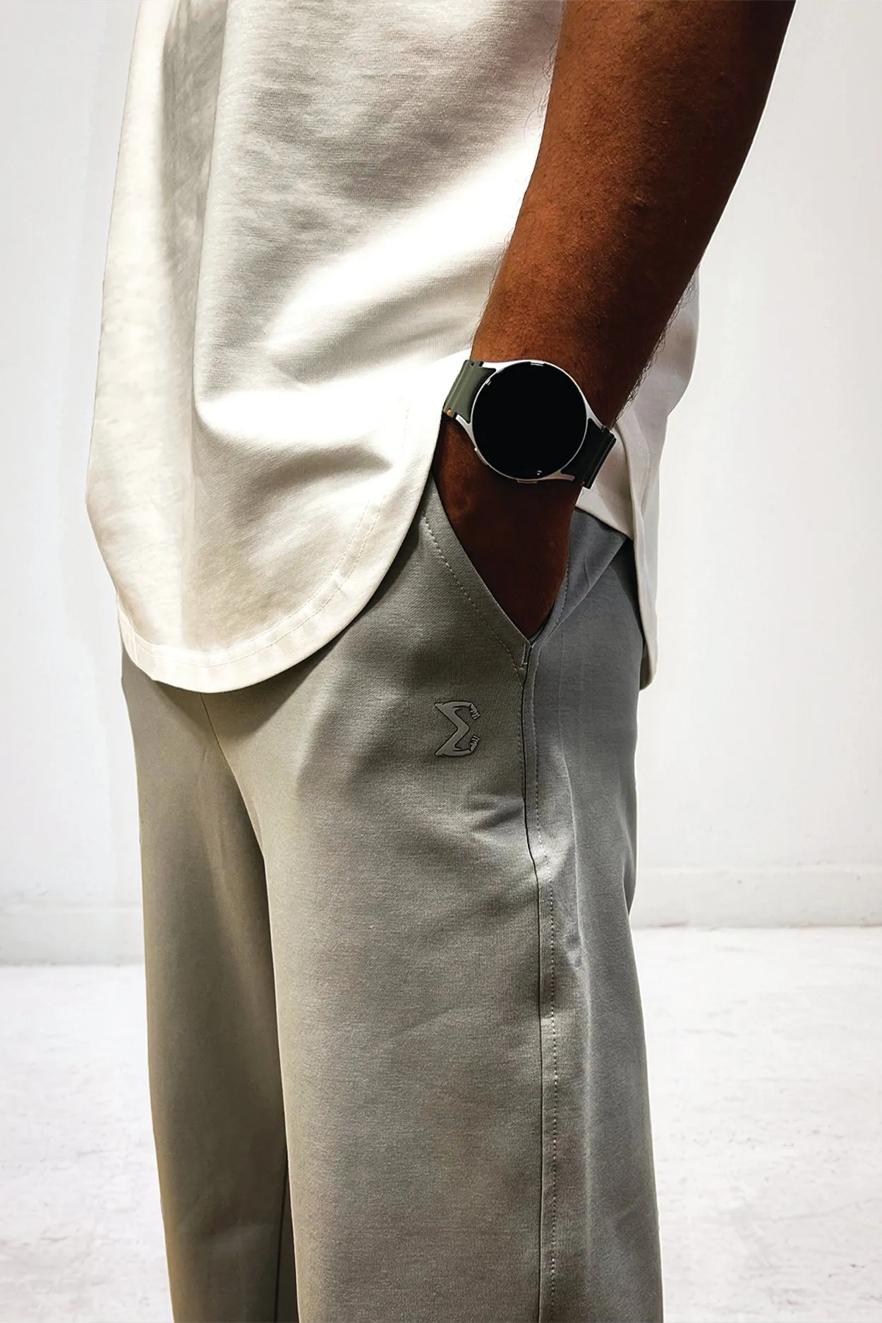 Flexible Waist Toggle Daily Comfort Pants Gray