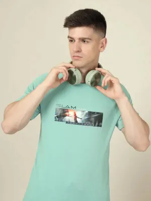 Men Graphic Printed Slim Fit Crew Neck T-shirt with TECHNO COOL  Trendy Design