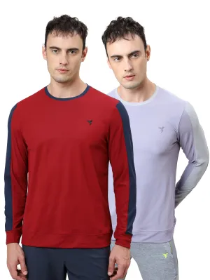 Quick Drying Quick Release Hem Men Colorblock Slim Fit Crew Neck T-shirt with MATPIQ (Pack of 2)