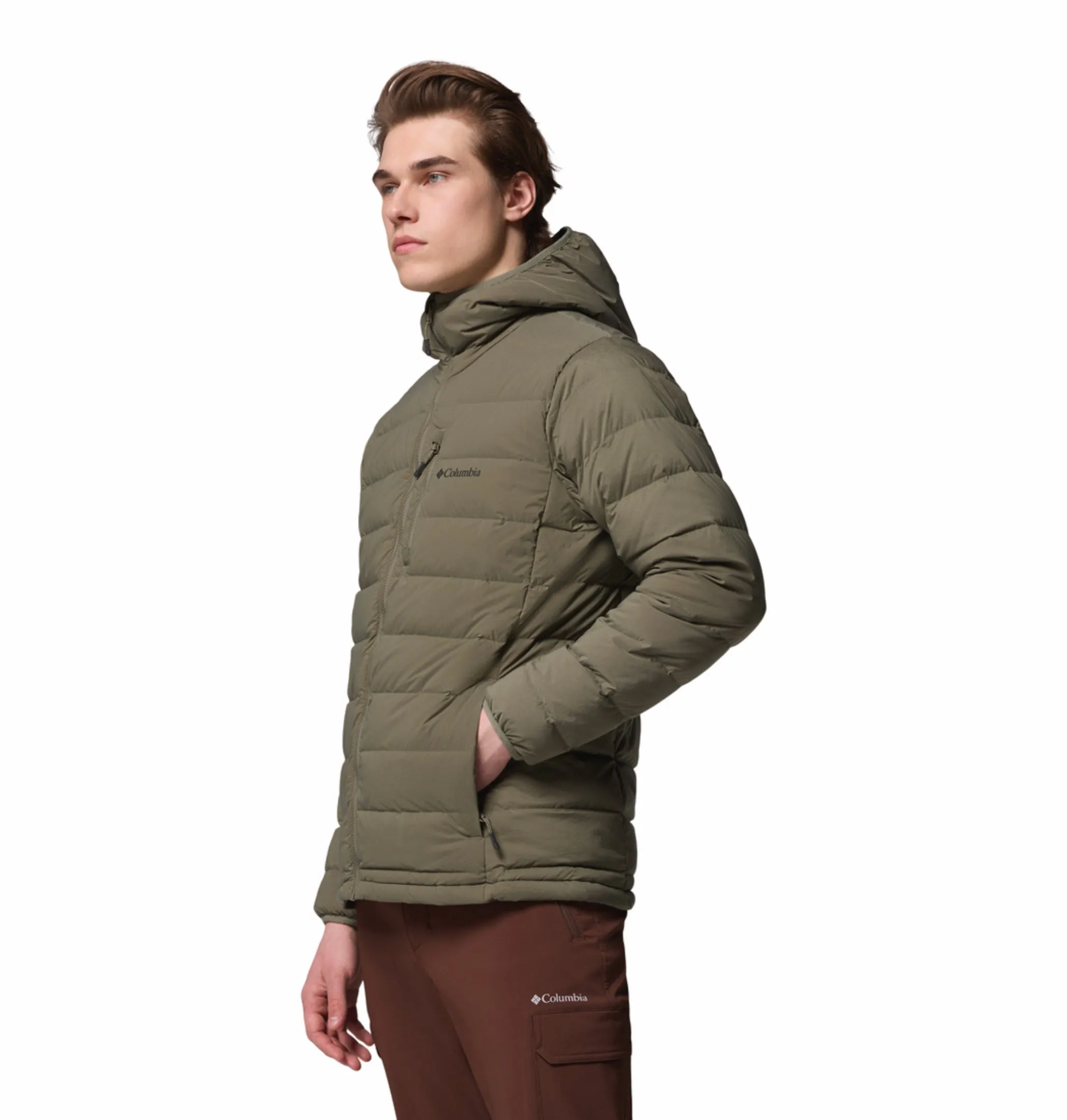 Columbia Men Green HEAT SEAL Drift Peak Stretch Down Jacket Listen