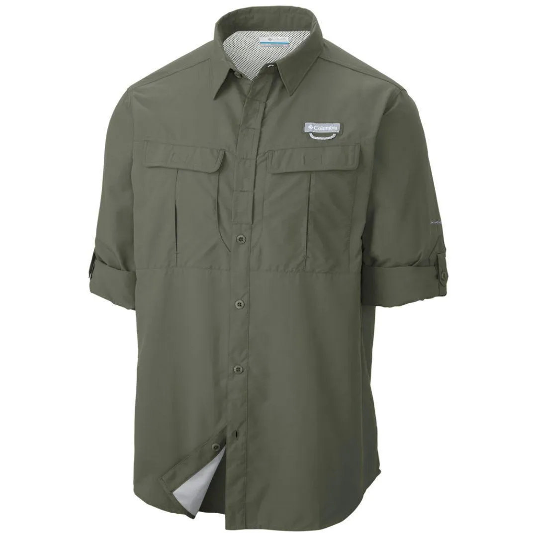 Columbia Men Green Cascades Explorer Long Sleeve Shirt (Sun Protection) Lightweight Vest Run Core
