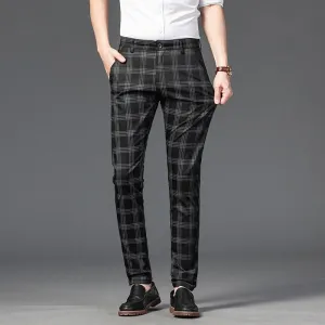 Wood Brand Autumn Plaid Pants Men Cotton Formal Work Business Pants AntiStatic Cloth