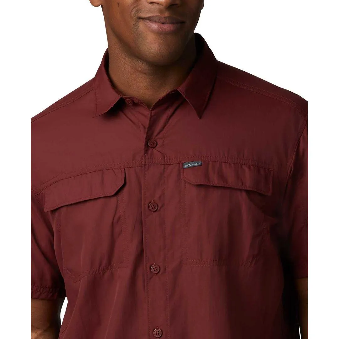 Columbia Men Red Silver Ridge 2.0 Short Sleeve Shirt (Sun Protection) Wonder Fit HypoallergenicTextile