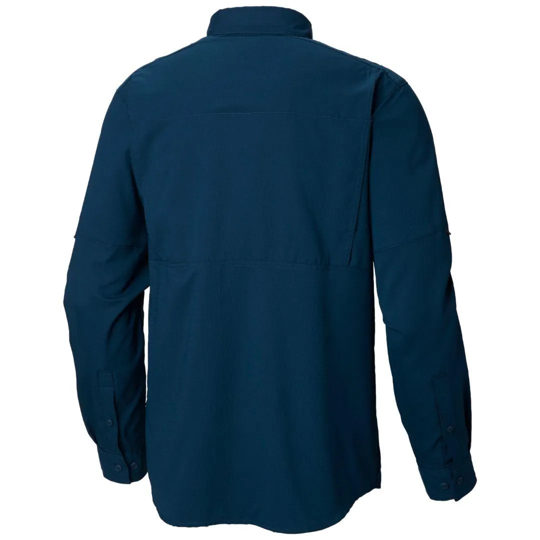 Recycled Polyester BreathableMesh Columbia Men Blue Silver Ridge Lite Long Sleeve Shirt (Sun Protection)