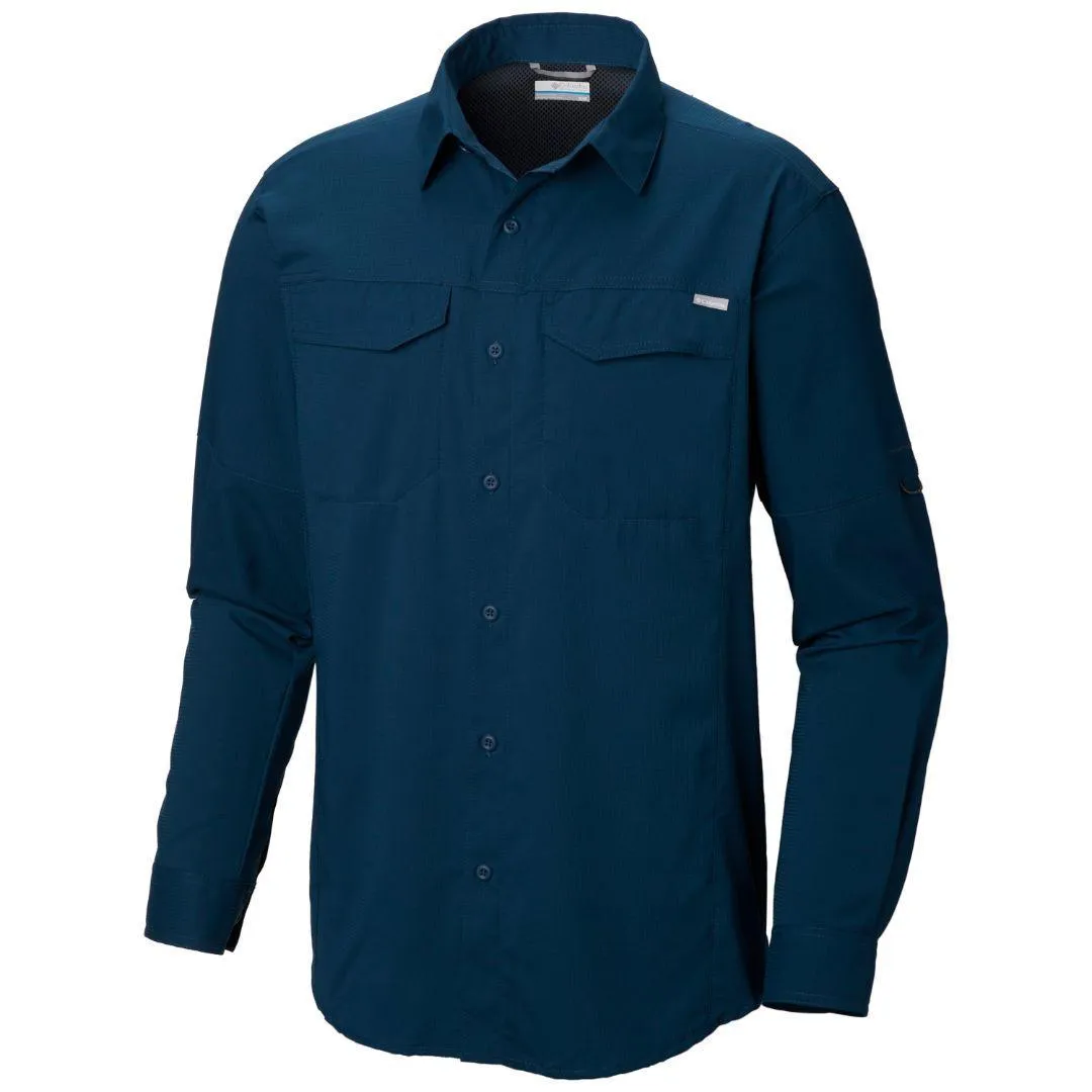 QuickRelease Fasteners Columbia Men Blue Silver Ridge Lite Long Sleeve Shirt (Sun Protection)
