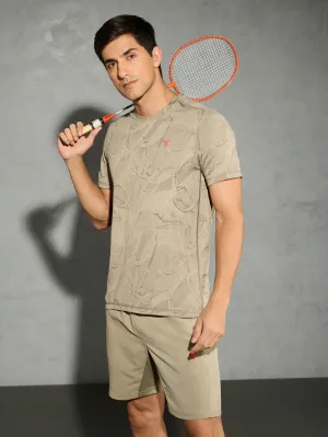 Seam Free Shoulders Sporty Appeal Men Jacquard Slim Fit Crew Neck T-shirt with DOUBLE COOL