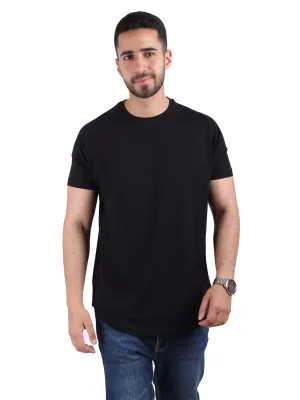 Seamless Bonding Solid Raglan Cotton Round T-Shirt Men - Black