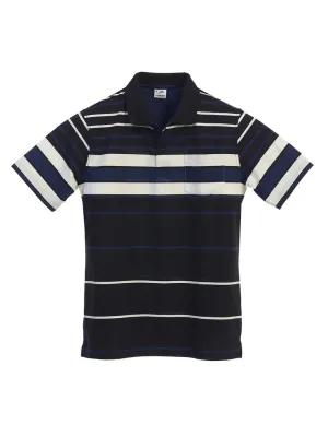 Mens Striped Polo Shirt With Pocket - Yarn Dye Layered Style Fashion Essential