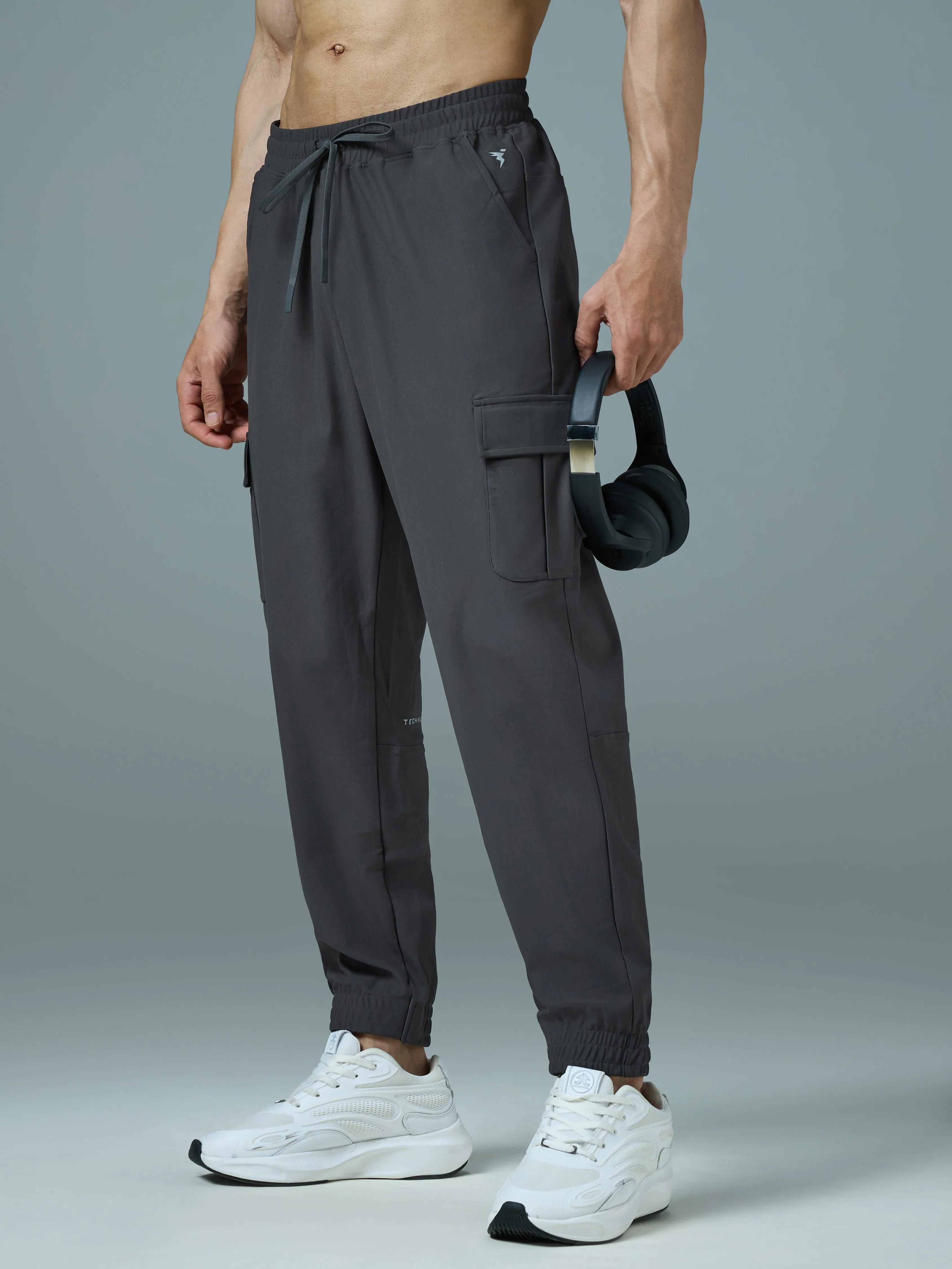 Men Solid Slim Fit Cargo Joggers with DURACOOL  Supportive Cushion