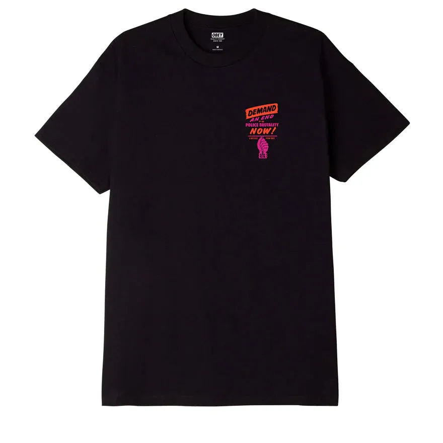 Pre Shrunk Fabric High-Quality Cotton Obey maglietta manica corta da uomo End Police Brutality 165263408 nero