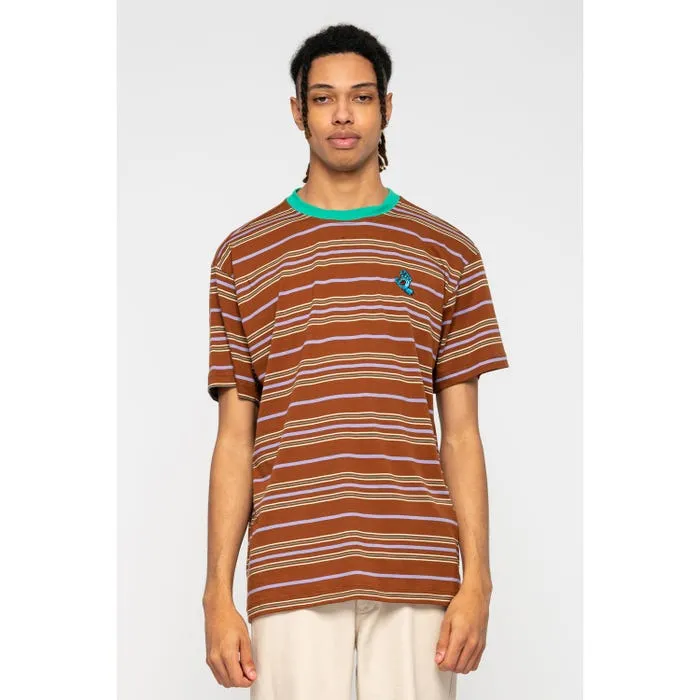 Teenager coolness Santa Cruz Mini Hand Stripe T-shirt uomo manica corta a righe seppia