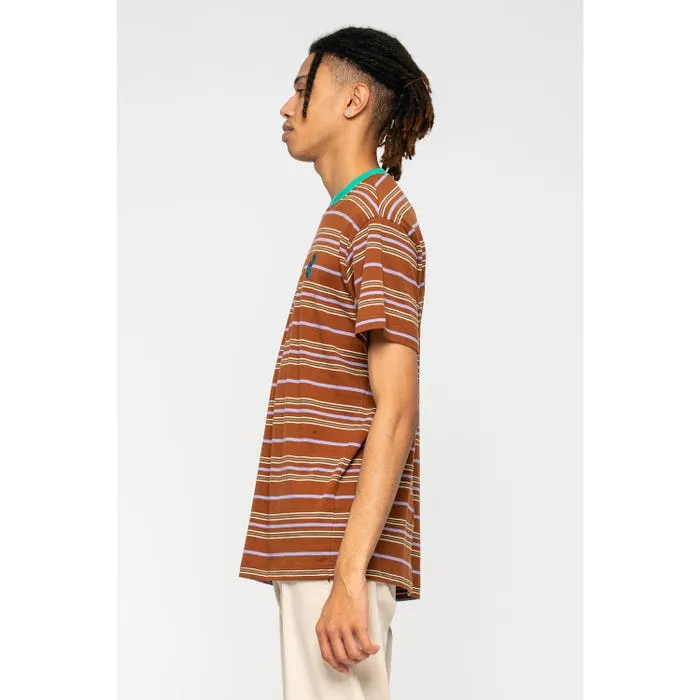 Santa Cruz Mini Hand Stripe T-shirt uomo manica corta a righe seppia Chic Fit Flex Fit