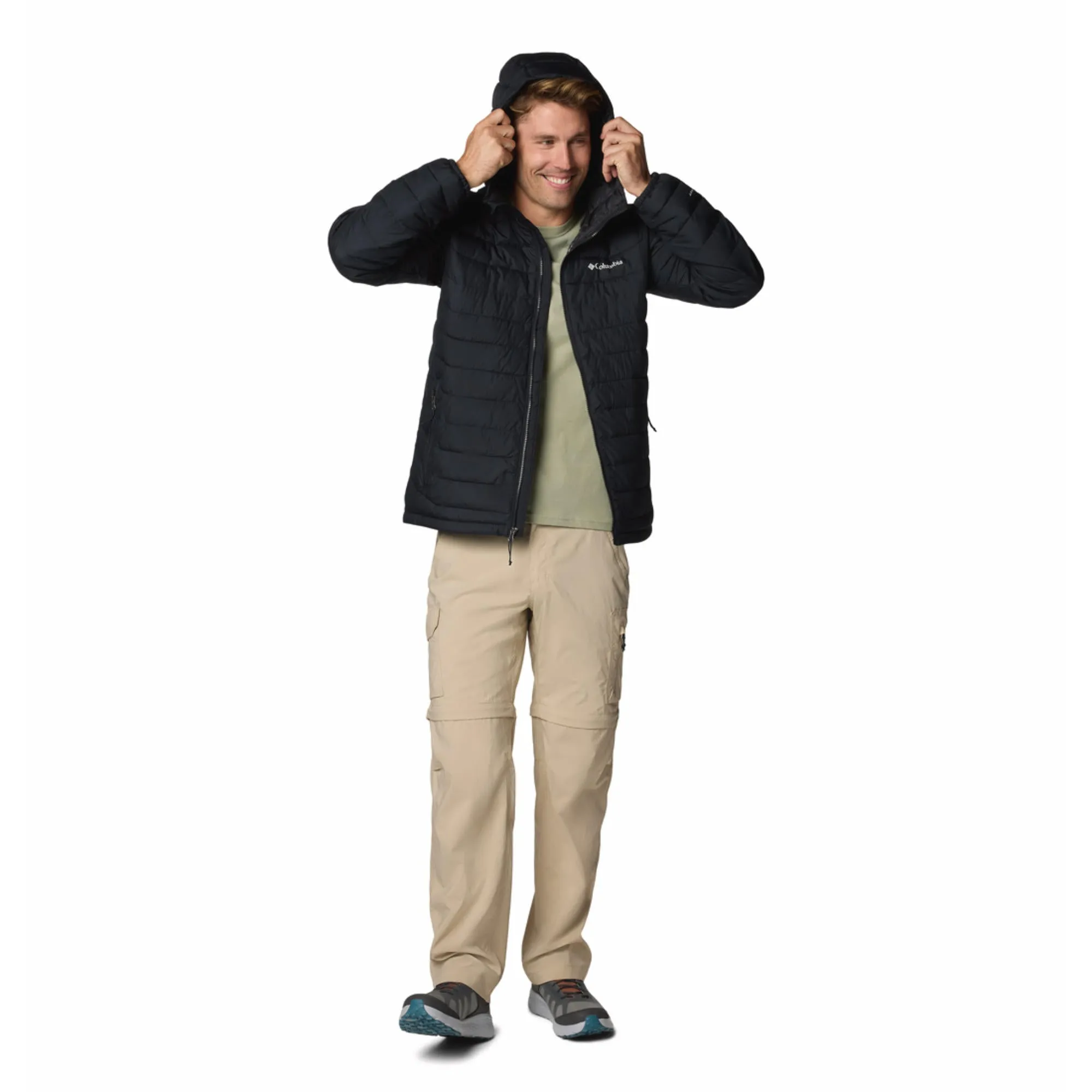 Columbia Men Black Powder Lite II Hooded Jacket Urban Hike Infatuation