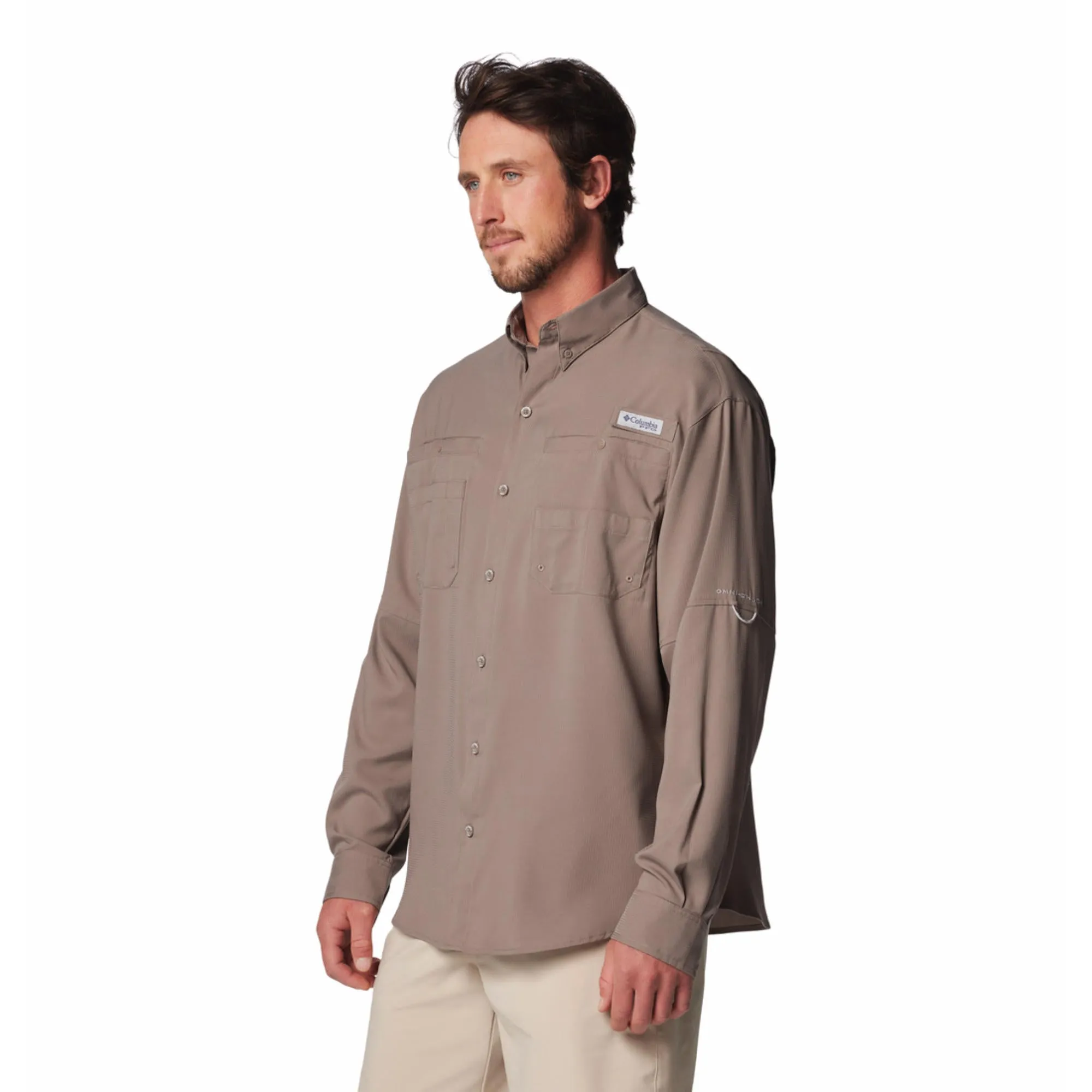 Light Fit Columbia Men Brown Tamiami II LS Shirt (Sun Protection)